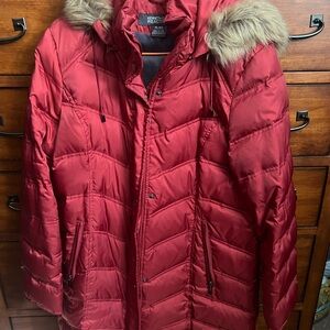 Kenneth Cole Women's Cherry Puffer Jacket with Faux Fur Hood